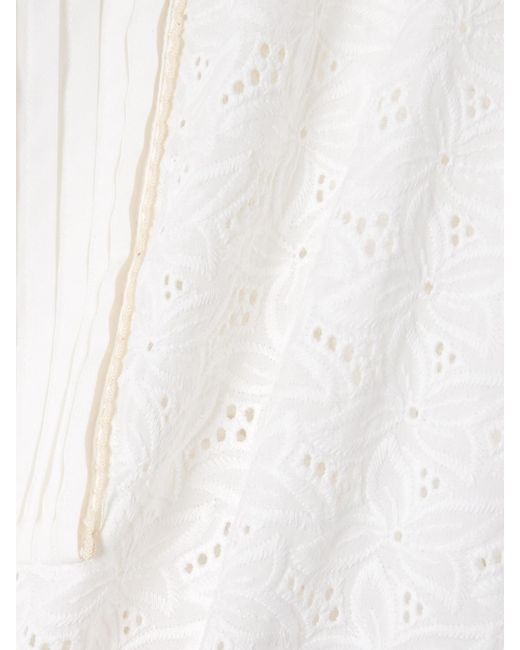 Loretta Caponi White Brunella Pintucked Broderie Anglaise Cotton Blouse