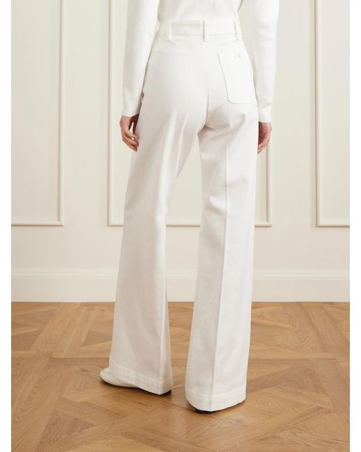 Polo Ralph Lauren White Stretch-Cotton Twill Wide-Leg Pants