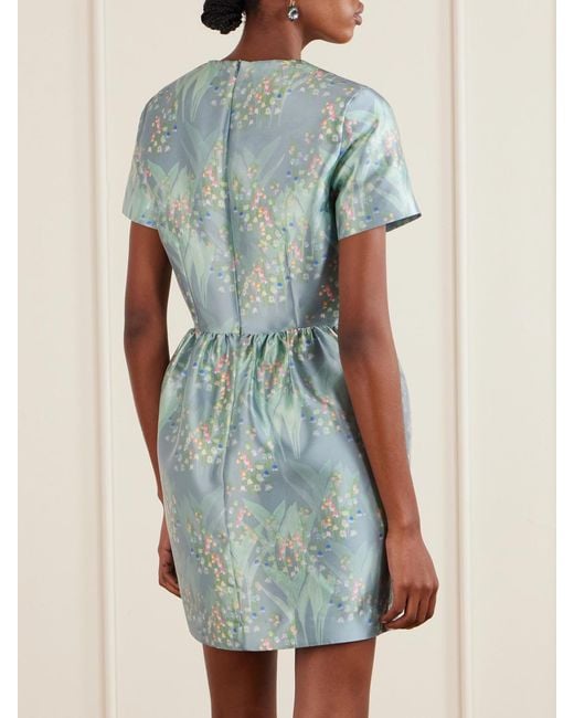 BERNADETTE Blue Lily Of The Valley Crepe Mini Dress