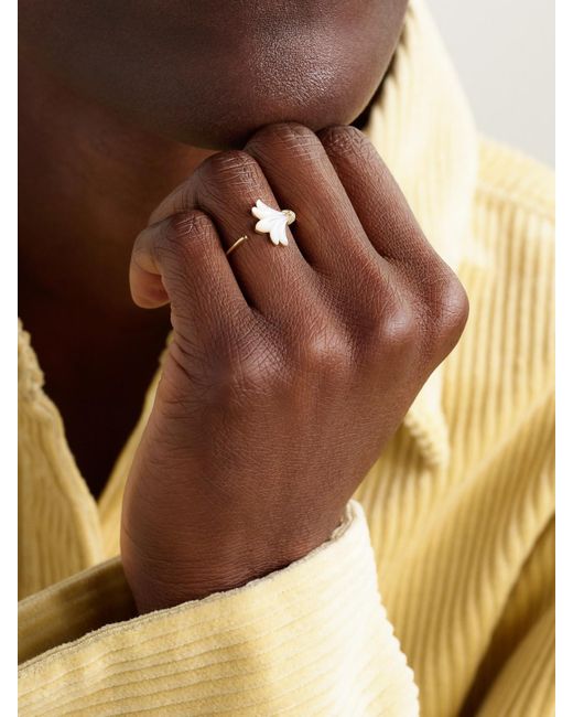 L'Atelier Nawbar Natural Mini Psychedeliah Vine Ring Aus 18 Karat Mit Perlmutt Und Diamanten