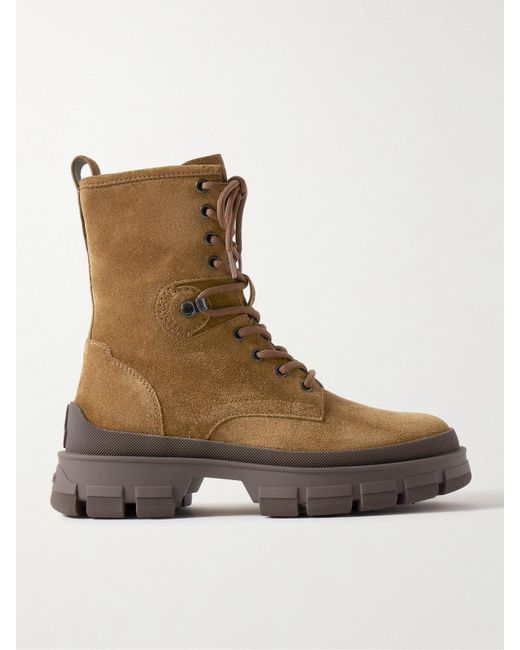 Moncler Brown Hevea Rubber-Trimmed Suede Ankle Boots