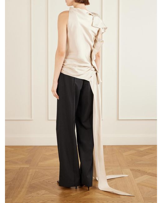 Kallmeyer Natural Elif Asymmetric Ruched Woven Blouse
