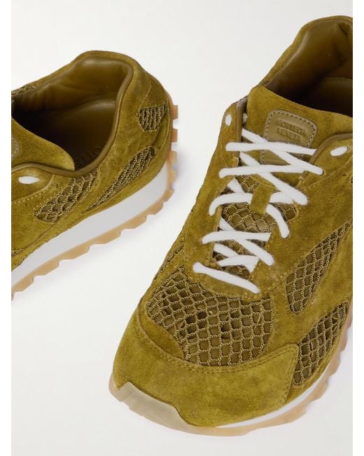 Baskets En Daim, Cuir Et Résille Orbit Bottega Veneta en coloris Green