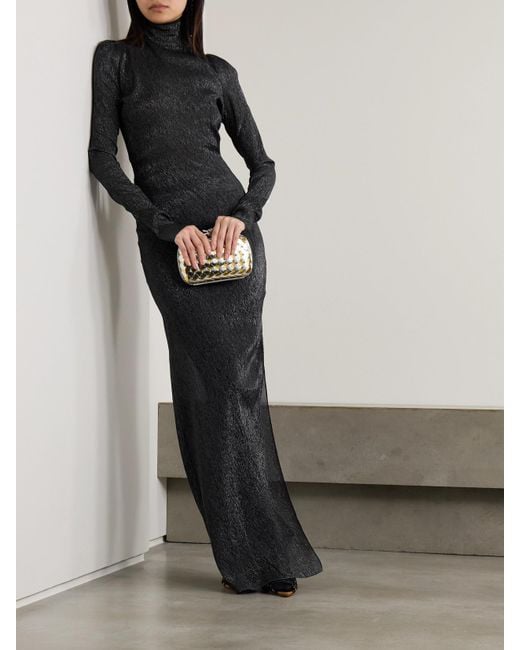 Petar Petrov Gray Treasure Metallic Silk-Blend Maxi Dress