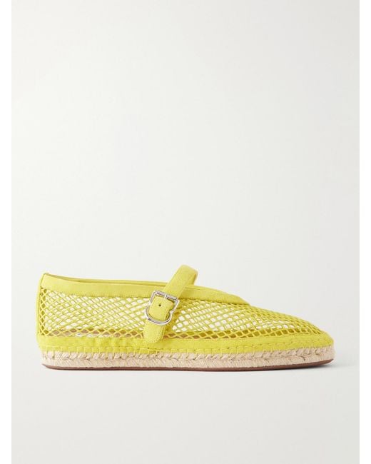 Alaïa Yellow Suede-Trimmed Mesh Espadrilles