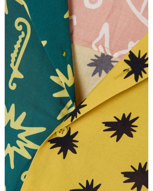 Donde Esteban Yellow Estrellitas Printed Crepe Shirt