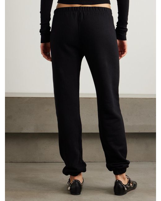 ÉTERNE Black Cotton And Modal-Blend Jersey Tapered Track Pants