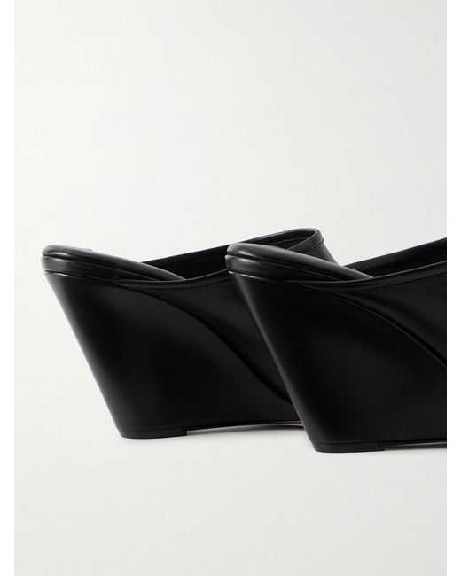 Christen Black 75 Stretch Leather Wedge Mules