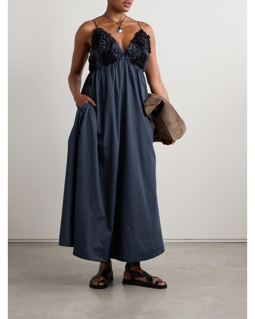 Mara Hoffman Blue Annika Midikleid Aus Biobaumwollpopeline Mit Raffungen