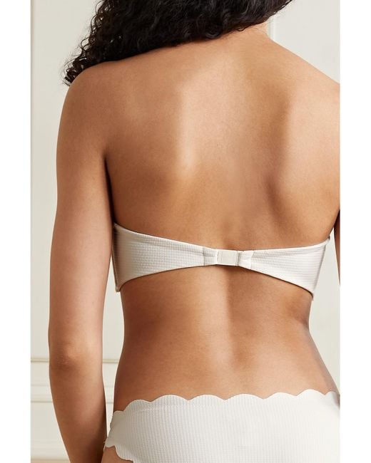 Marysia Swim Natural Antibes Recycled-Seersucker Bikini Top