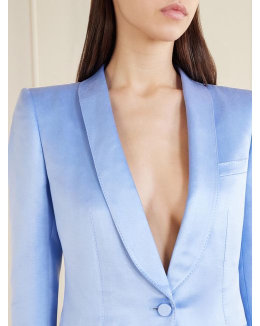 Tom Ford Blue Cotton And Silk-Blend Duchesse-Satin Blazer