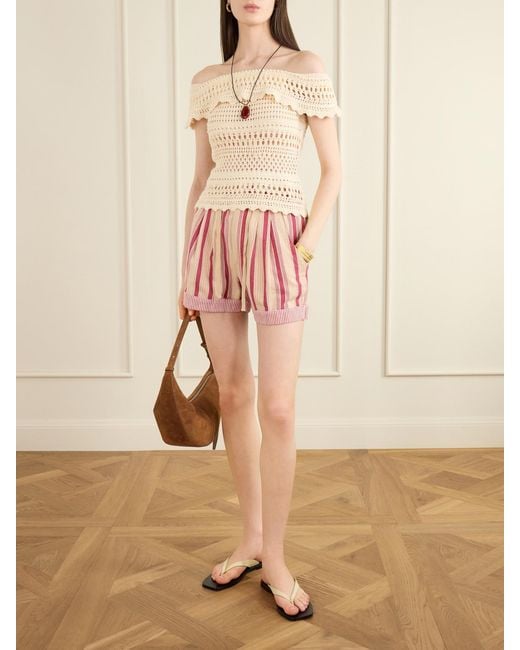 Isabel Marant Natural Zaelle Crocheted Cotton-Blend Top
