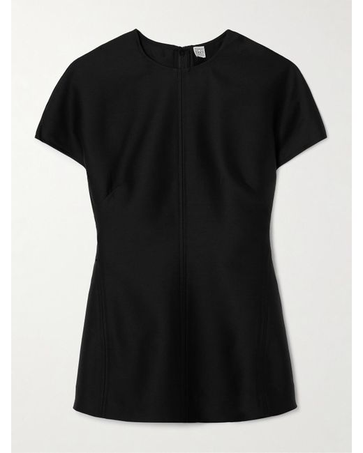 Totême Black Paneled Wool And Silk-Blend Top