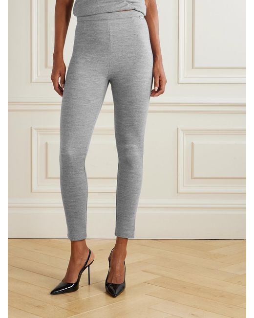 Balmain Gray Wool And Cotton-Blend Leggings