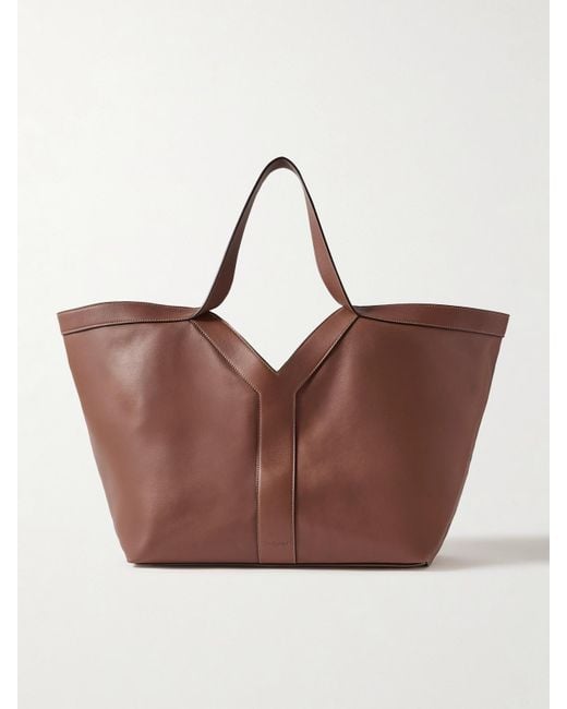 Saint Laurent Brown Y Tote Aus Leder