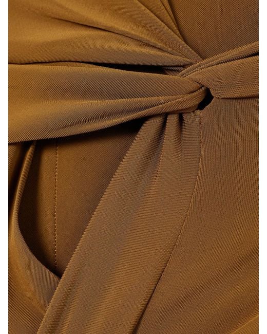 Isabel Marant Natural Evelina Asymmetric Knotted Stretch-Jersey Midi Dress