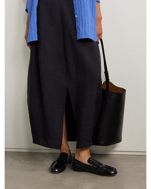 Jamie Haller Black Crinkled-Leather Loafers