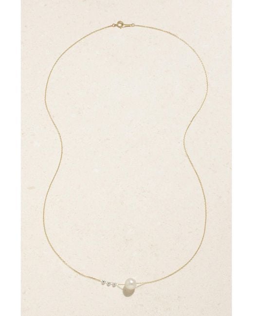 Mizuki Natural 14-Karat, Pearl And Diamond Necklace