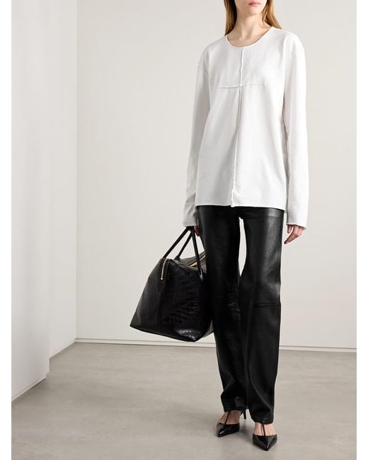 Khaite White Kit Paneled Cotton-Jersey T-Shirt