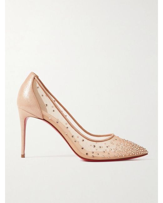 Christian Louboutin Multicolor Follies 85 Pumps Aus Mesh Und Leder Mit Glitter-Finish Und Kristallen