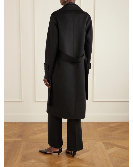 Joseph Black Arlina Belted Wool And Cashmere-Blend Coat