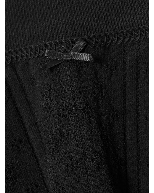 J.W. Anderson Black Bow-Embellished Pointelle-Knit Recycled-Jersey Shorts