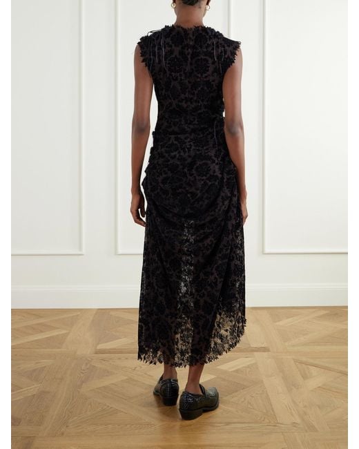 PAULINE DUJANCOURT Black Najia Asymmetric Lace Midi Dress