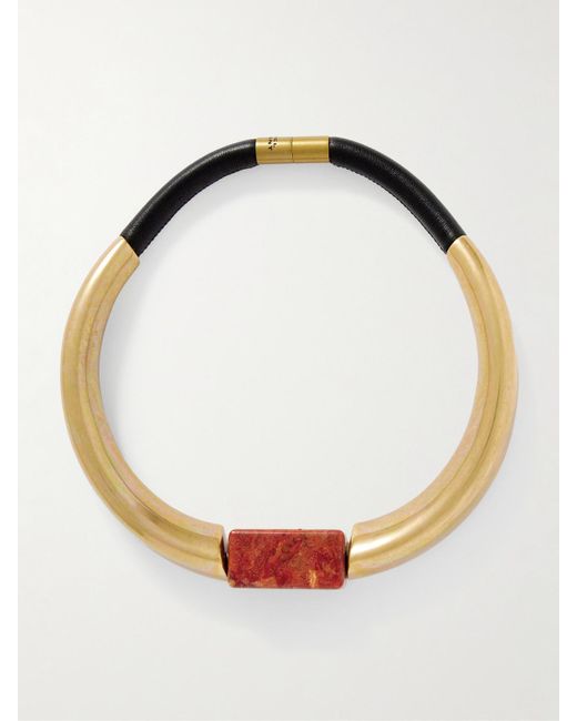 Isabel Marant Orange Tone, Leather And Resin Choker
