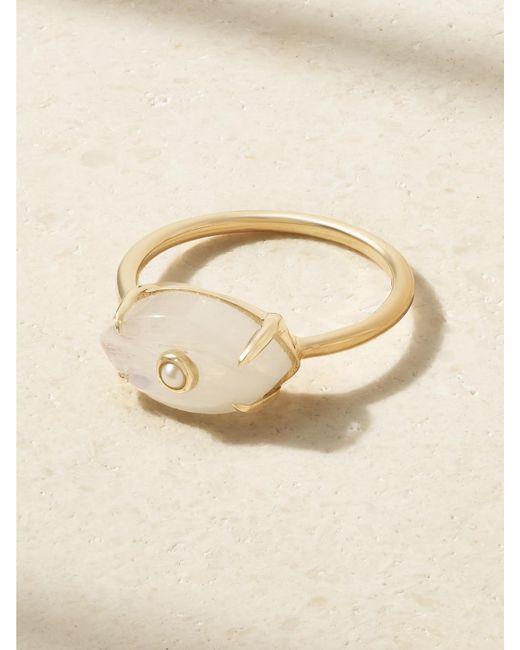 Sydney Evan Natural Evil Eye 14-Karat, Moonstone And Pearl Ring