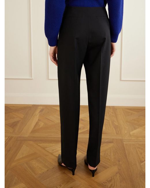 Jil Sander Black Pleated Wool Straight-Leg Pants