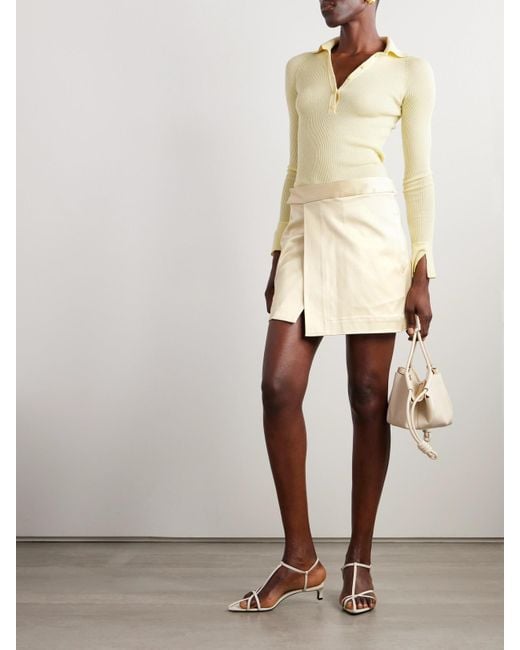 Sa Su Phi Natural Andrea Silk And Cotton-Blend Twill Mini Wrap Skirt