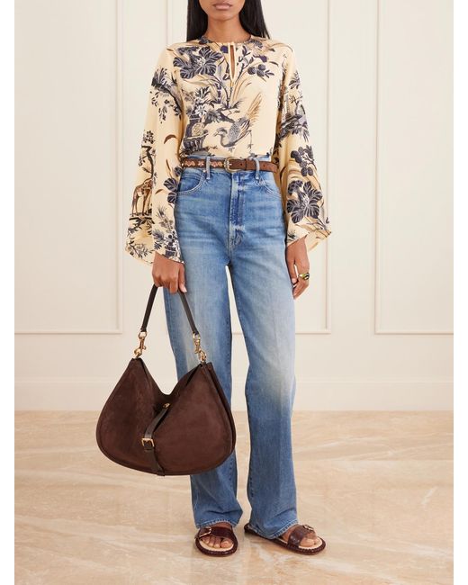 Etro Brown Pony Large Leather-Trimmed Suede Shoulder Bag