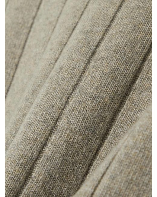 Loro Piana Natural Ribbed Cashmere Sweater