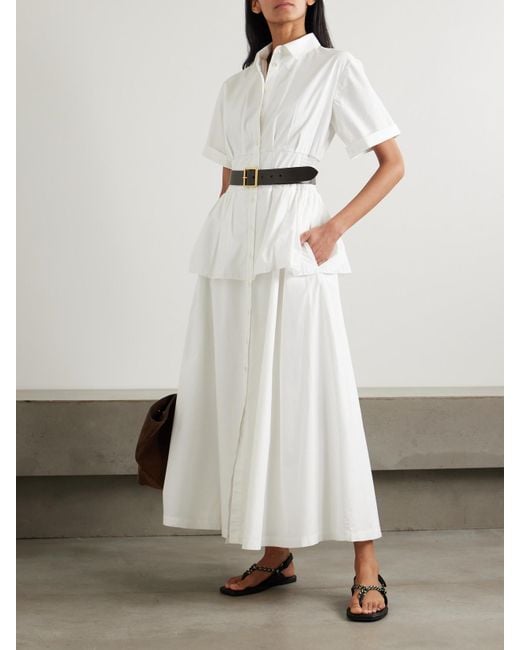 Rosie Assoulin White Boogie Woogie Bugle Boy Cotton-Poplin Maxi Shirt Dress