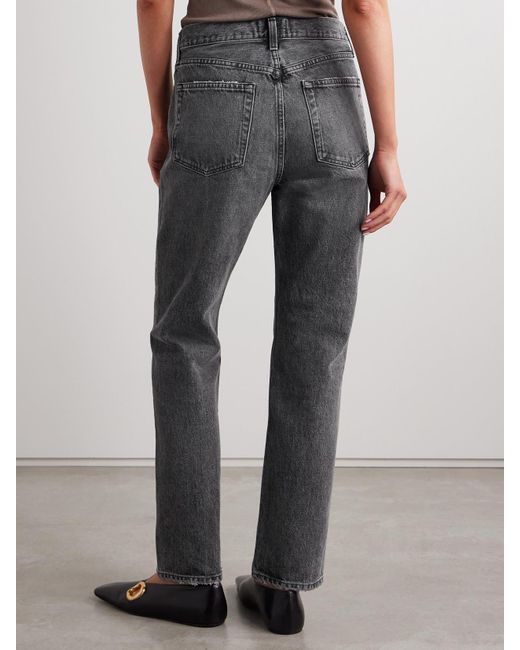 Agolde Gray Valen Mid-Rise Straight-Leg Jeans