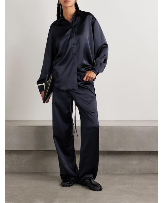 Proenza Schouler Blue Magnus Hose Mit Weitem Bein Aus Satin