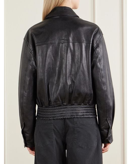 Nili Lotan Black Aime Leather Bomber Jacket