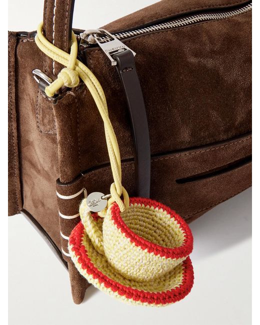 J.W. Anderson White Teacup Leather-Trimmed Crocheted Bag Charm