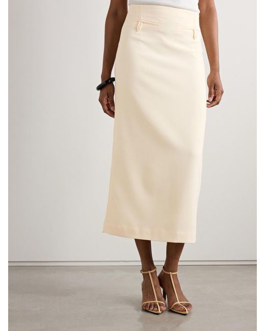 Staud Natural Smith Crepe Midi Skirt