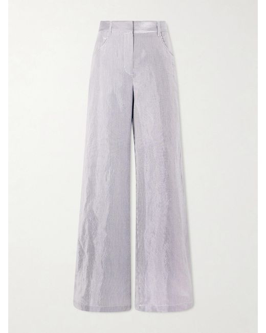 Twp Multicolor Dylan Striped Cotton-Blend Gabardine Wide-Leg Pants