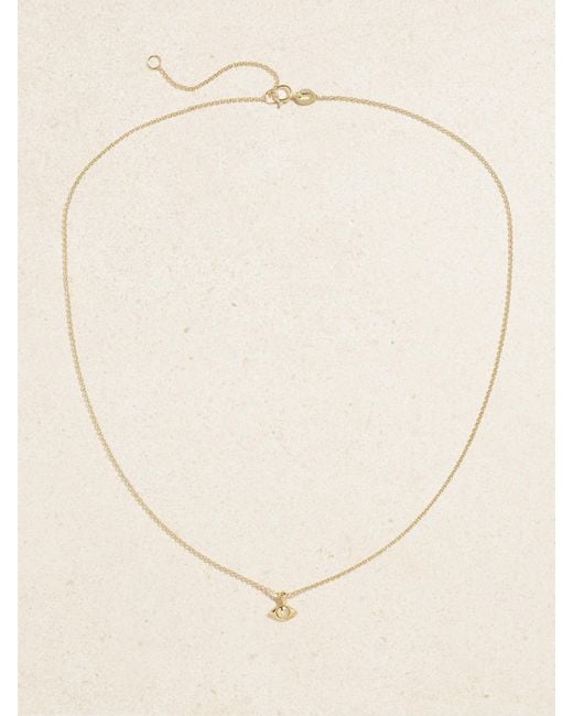 STONE AND STRAND Natural Mini Evil Eye 14-Karat Diamond Necklace