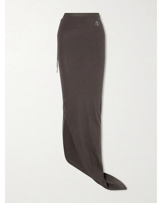 Rick Owens Brown Moncler Appliquéd Cotton-Jersey Maxi Skirt