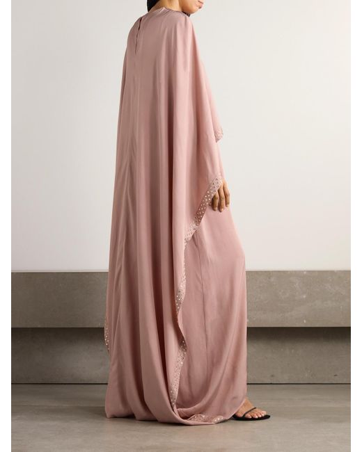 Stella McCartney Pink Cape-Effect Crystal-Embellished Crepe Gown
