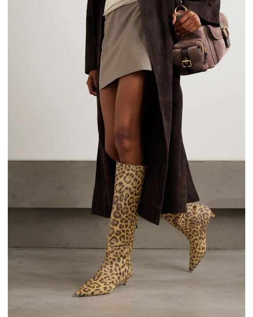 Jimmy Choo Metallic Maxima 35 Kniehohe Stiefel Aus Kalbshaar Mit Leopardenprint