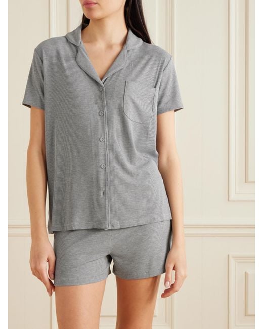 Skims Gray Soft Lounge Short Rib Sleep Set