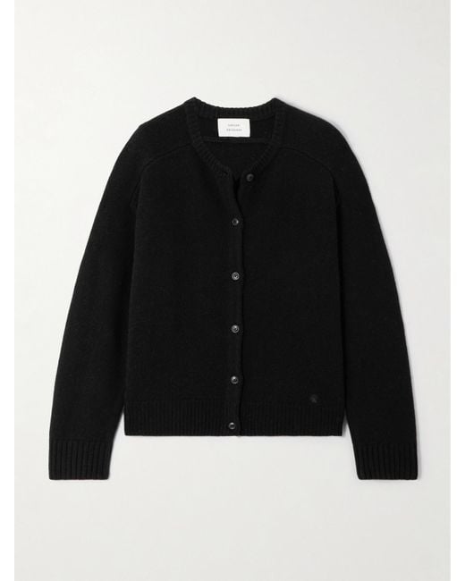 Loulou de Saison Black Aidar Merino Wool And Cashmere-Blend Cardigan
