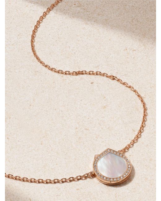 Repossi Natural Antifer 18-Karat Rose, Mother-Of-Pearl And Diamond Necklace