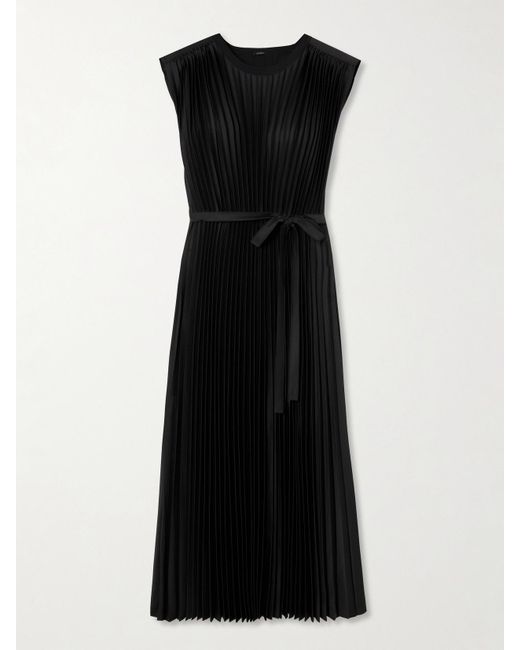 Joseph Black Volta Midikleid Aus Plissiertem Satin Mit Bindegürtel