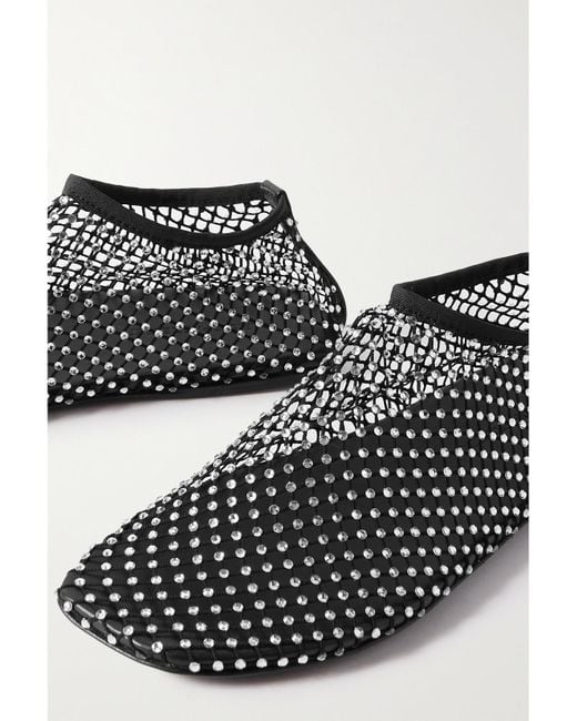 Christopher Esber Gray Minette Crystal-Embellished Mesh Ballet Flats