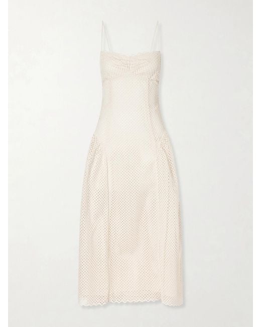 Ulla Johnson Natural Isotta Eyelet-Embellished Cotton Midi Dress